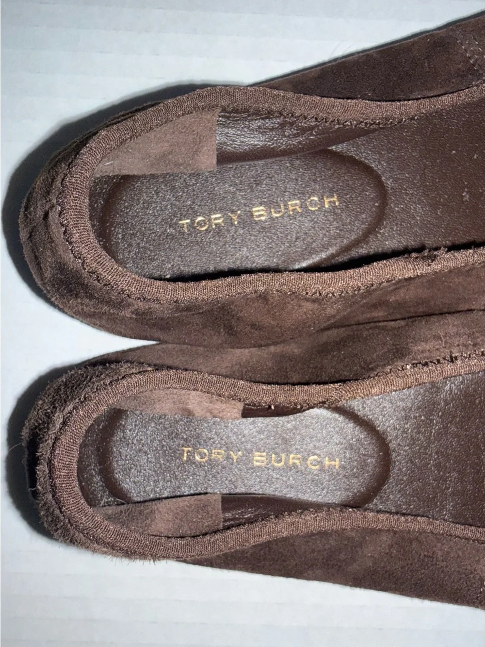 TORY BURCH Dark Cocoa Brown Suede Leather REVA Travel Foldable Ballet Flats 8.5